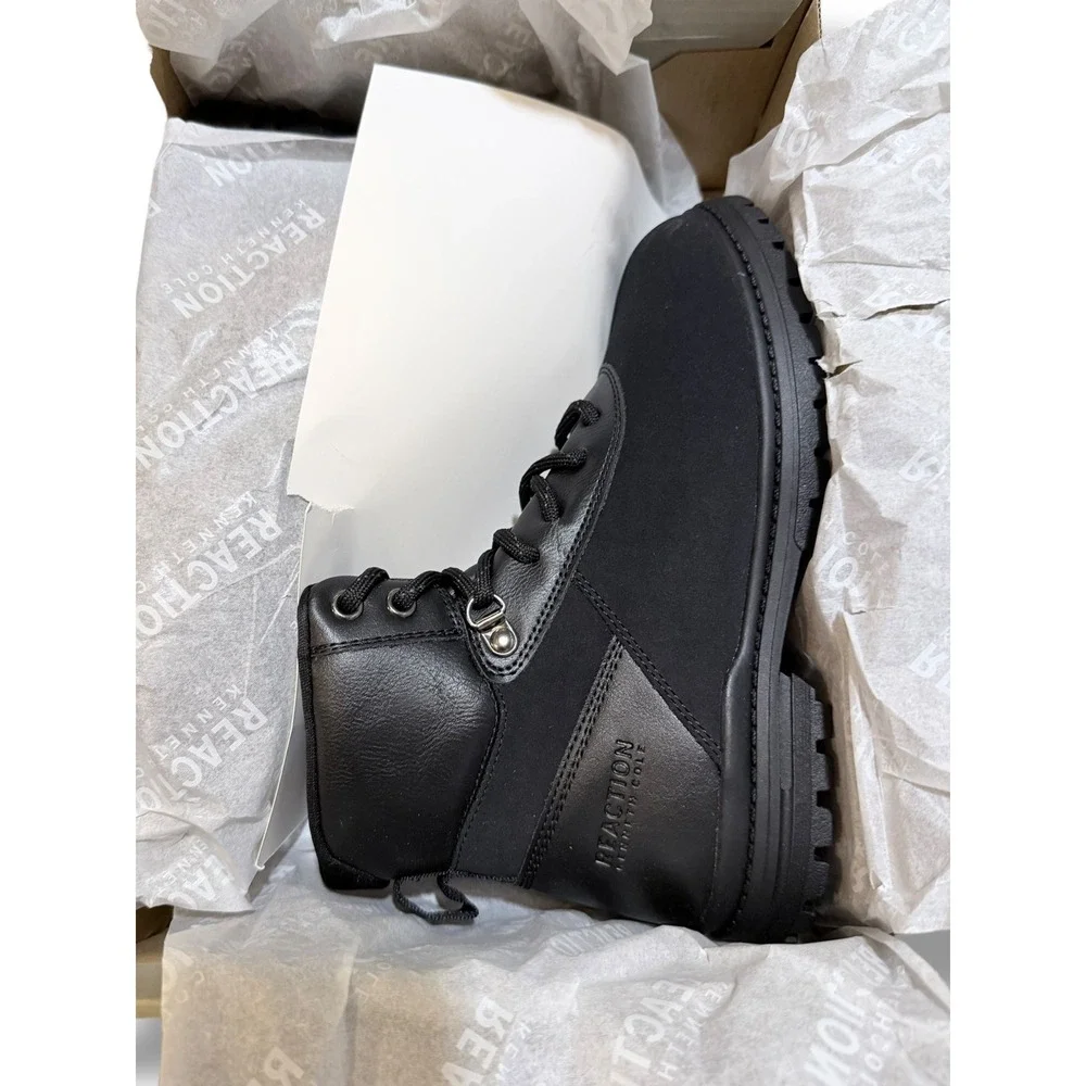 NIB Kenneth Cole New York Little Big Boys Isaac Gabriel Black Lace Up Boots Sz 2
